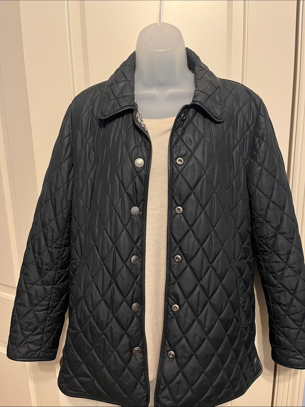 Coach Black Quilted Diamond-Pattern Puffer Jacket